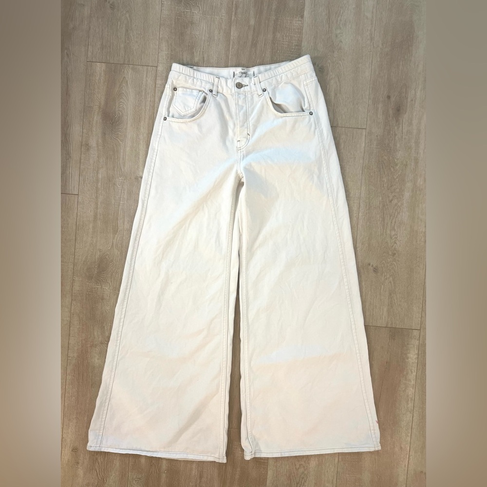 Free People Love fool Cream Flare Wide-Leg Jeans sz 27, - Picture 6 of 10